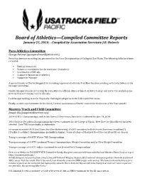 Committee Reports January 21, 2014—Compiled by Association Secretary J.R