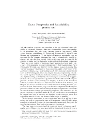 Exact Complexity and Satisfiability