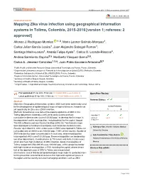 Mapping Zika Virus Infection Using Geographical Information Systems in Tolima, Colombia, 2015-2016[Version 1; Referees: 2 Approv