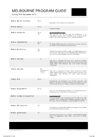 Melbourne Program Guide