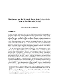 The Caesura and the Rhythmic Shape of the A-Verse in the Poems of the Alliterative Revival