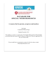 Database for Special Needs Resources