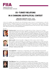 Eu-Turkey Relations in a Changing Geopolitical Context