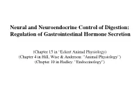 Neural and Neuroendocrine Control of Digestion: Regulation of Gastrointestinal Hormone Secretion