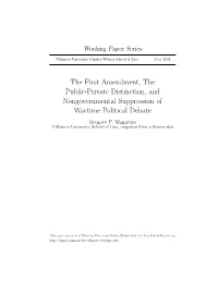 The First Amendment, the Public-Private Distinction, and Nongovernmental Suppression of Wartime Political Debate Gregory P
