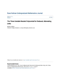 The Three-Variable Bracket Polynomial for Reduced, Alternating Links