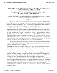ANALYSIS of THERMOELECTRIC GENERATOR MODULE on TWO WHEELER SILENCER B.Nagaraju*, G