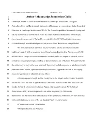 Author / Manuscript Submission Guide 2 3 Landscape Journal Is Edited in the Department of Landscape Architecture, College Of