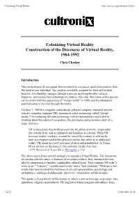 Colonizing Virtual Reality