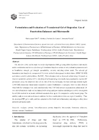 Formulation and Evaluation of Transdermal Gel of Ibuprofen: Use of Penetration Enhancer and Microneedle