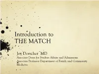 Introduction to the Match Presentation