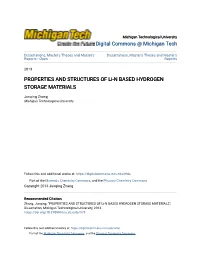 PROPERTIES and STRUCTURES of Li-N BASED HYDROGEN STORAGE MATERIALS