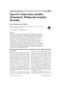 Spacex Rocket Data Satisfies Elementary Hohmann Transfer Formula E-Mail: Ruiz@Unca.Edu and Jperkins@Unca.Edu