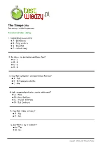 The Simpsons Test Wiedzy O Serialu Simpsonowie