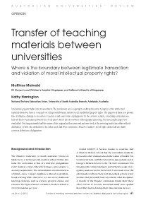 Transfer of Teaching Materials Between Universities Where Is the Boundary Between Legitimate Transaction and Violation of Moral Intellectual Property Rights?