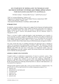 An Overview of Modelling Techniques and Decision Support Systems and Their Application for Managing Salinity in Australia