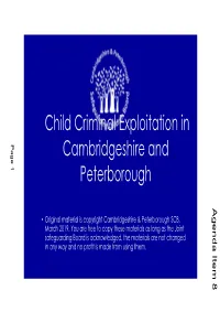 Child Criminal Exploitation in Cambridgeshire and Peterborough