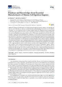 Database and Knowledge About Essential Manufacturers of Marine Self-Ignition Engines