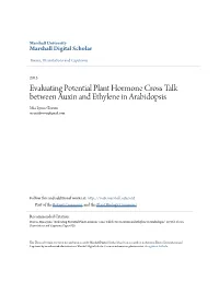 Evaluating Potential Plant Hormone Cross Talk Between Auxin and Ethylene in Arabidopsis Mia Lynne Brown Ms.Miabrown@Gmail.Com