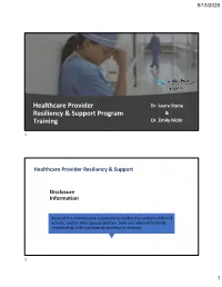 Healthcare Provider Resiliency & Support Program Training