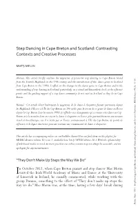 Step Dancing in Cape Breton and Scotland: Contrasting Contexts and Creative Processes