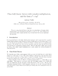 Class Field Theory, Lattices with Complex Multiplication, and the Form