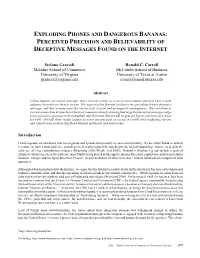Exploding Phones and Dangerous Bananas: Perceived Precision and Believability of Deceptive Messages Found on the Internet