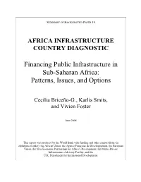 Financing Public Infrastructure in Sub-Saharan Africa: Patterns, Issues, and Options