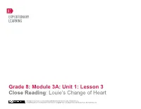 Grade 8 ELA Module 3A, Unit 1, Lesson 3