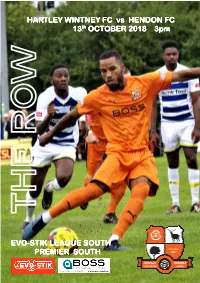 HENDON FC 131313 Ththth OCTOBER 2018 3Pm