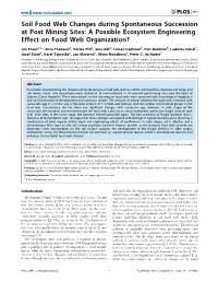 Soil Food Web Changes During Spontaneous Succession at Post Mining Sites: a Possible Ecosystem Engineering Effect on Food Web Organization?