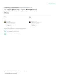 History of Cognitive Psychological Memory Research