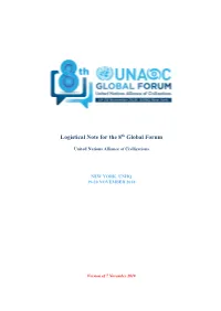 Logistical Note for the 8Th Global Forum