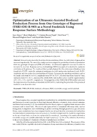 Optimization of an Ultrasonic-Assisted Biodiesel Production Process from One Genotype of Rapeseed (TERI (OE) R-983) As a Novel Feedstock Using Response Surface Methodology