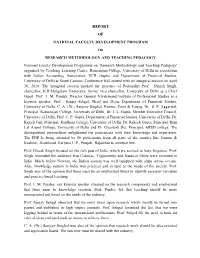 REPORT of NATIONAL FACULTY DEVELOPMENT PROGRAM On