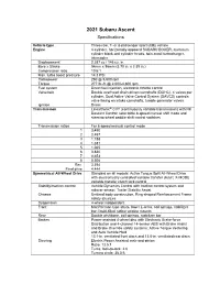 2021 Subaru Ascent Specifications