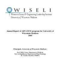 Annual Report of ADVANCE Program for University of Wisconsin-Madison 2005