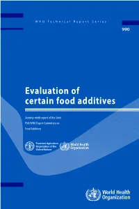 Evaluation of Certain Food Additives