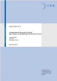 Is Unemployment Structural Or Cyclical? Main Features of Job Matching in the EU After the Crisis