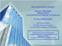 Main Theme Networks: Part II Circuit Switching, Packet Switching, the Network Layer