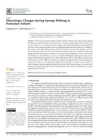 Physiologic Changes During Sponge Bathing in Premature Infants