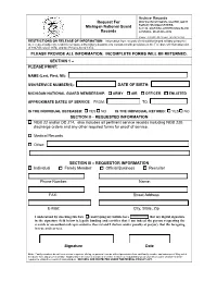 Request for Michigan National Guard Records Archive Records PLEASE