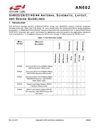 Si4822/26/27/40/44 ANTENNA, SCHEMATIC, LAYOUT, and DESIGN GUIDELINES 1