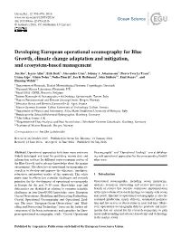 Developing European Operational Oceanography for Blue Growth, Climate Change Adaptation and Mitigation, and Ecosystem-Based Management