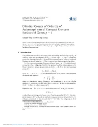 Dihedral Groups of Order 2P of Automorphisms of Compact Riemann Surfaces of Genus P − 1