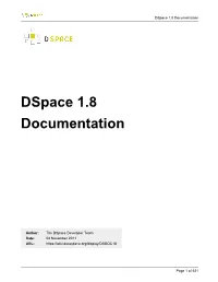 Dspace 1.8 Documentation
