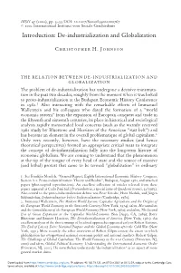 Introduction: De-Industrialization and Globalization