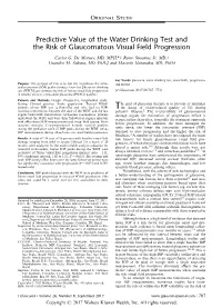 Predictive Value of the Water Drinking Test and the Risk of Glaucomatous Visual Field Progression