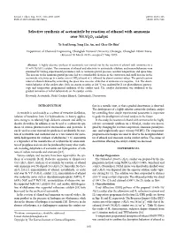 Selective Synthesis of Acetonitrile by Reaction of Ethanol with Ammonia Over Ni/Al2o3 Catalyst 1053
