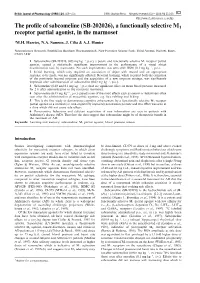 The Profile of Sabcomeline (SB-202026), a Functionally Selective M1 Receptor Partial Agonist, in the Marmoset